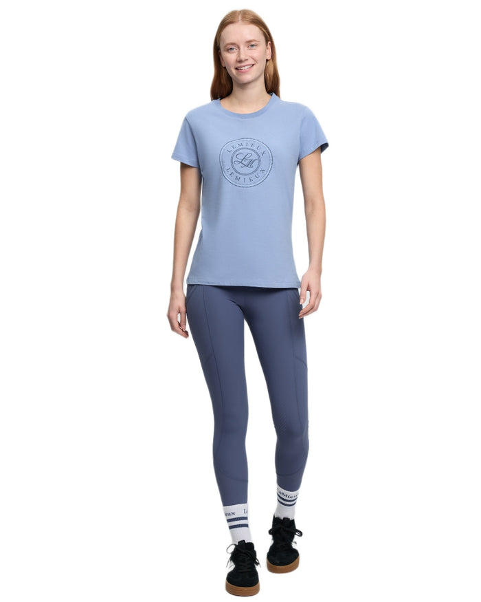 Powder Blue coloured LeMieux Womens Classique T-Shirt on white background #colour_powder-blue