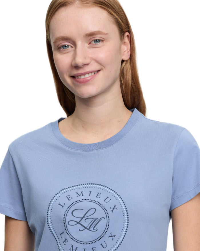 Powder Blue coloured LeMieux Womens Classique T-Shirt on white background #colour_powder-blue