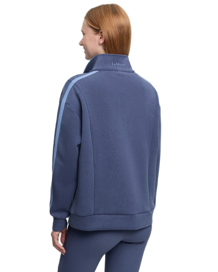 Navy coloured LeMieux Womens Connie Half Zip Sweatshirt on white background #colour_navy