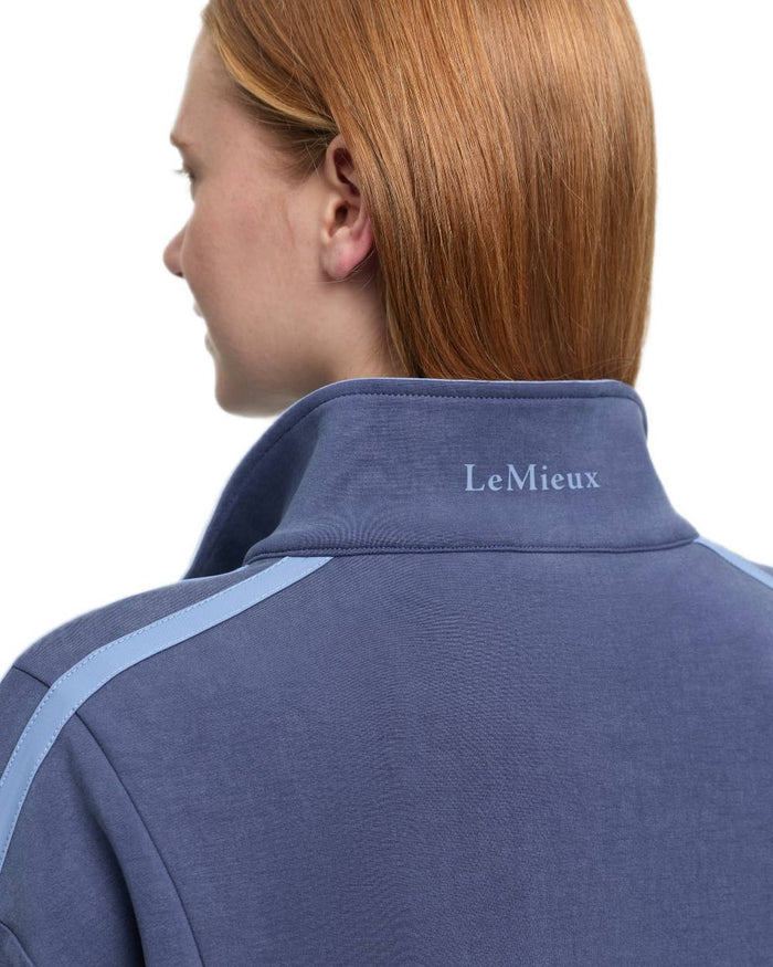 Navy coloured LeMieux Womens Connie Half Zip Sweatshirt on white background #colour_navy