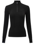 Black coloured LeMieux Frances Quarter Zip Fleece on white background #colour_black