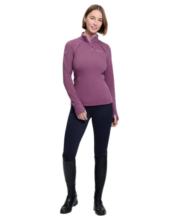 Mallow coloured LeMieux Frances Quarter Zip Fleece on white background #colour_mallow