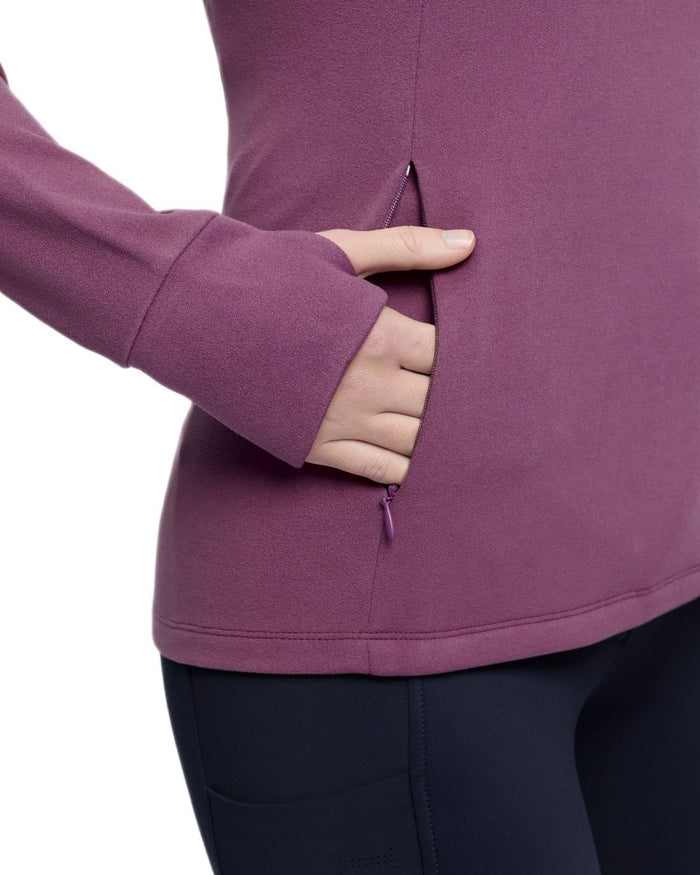 Mallow coloured LeMieux Frances Quarter Zip Fleece on white background #colour_mallow