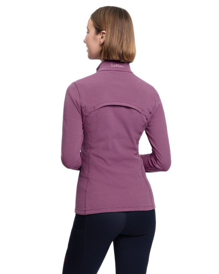 Mallow coloured LeMieux Frances Quarter Zip Fleece on white background #colour_mallow