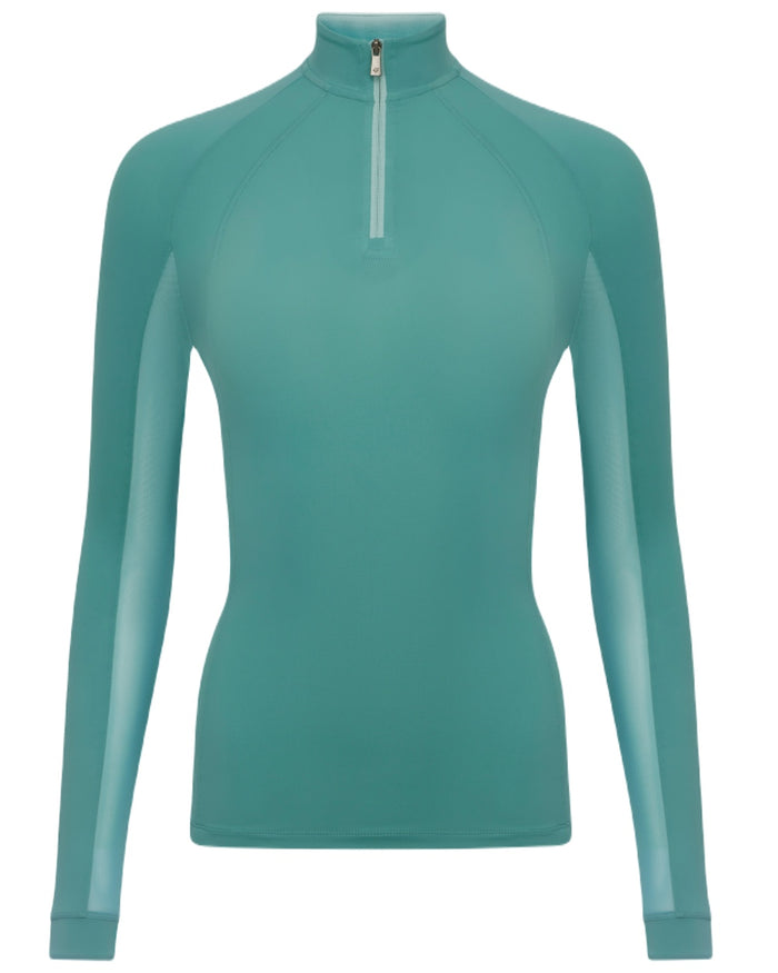 Lagoon coloured LeMieux Womens Halle Lightweight Base Layer on white background #colour_lagoon