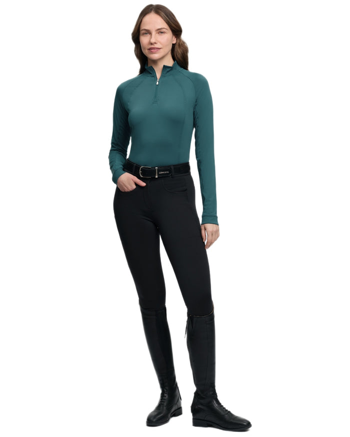 Jungle coloured LeMieux Womens Halle Lightweight Base Layer on white background #colour_jungle
