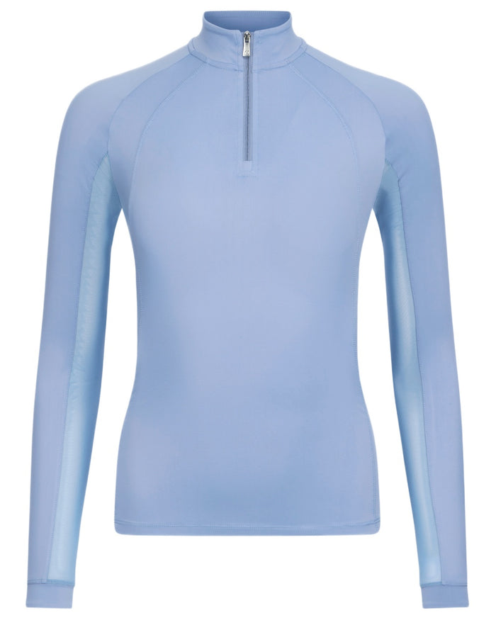 Powder Blue coloured LeMieux Womens Halle Lightweight Base Layer on white background #colour_powder-blue