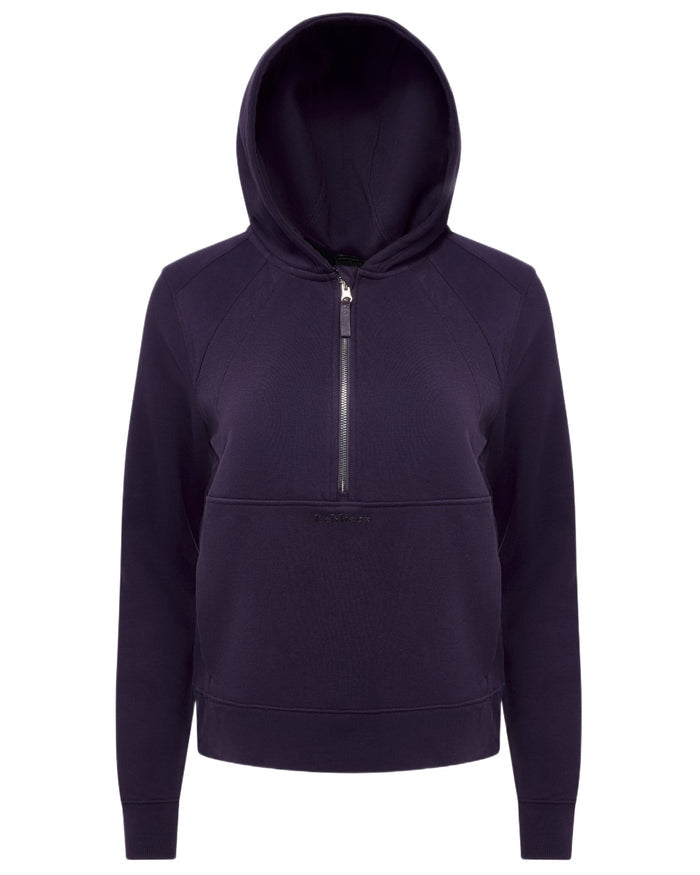 Juniper coloured LeMieux Womens Henrietta Half Zip Hoodie on white background #colour_juniper