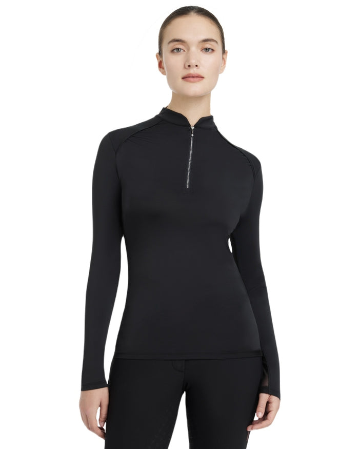 Black coloured LeMieux Womens Heyden Lightweight Base Layer on white background #colour_black