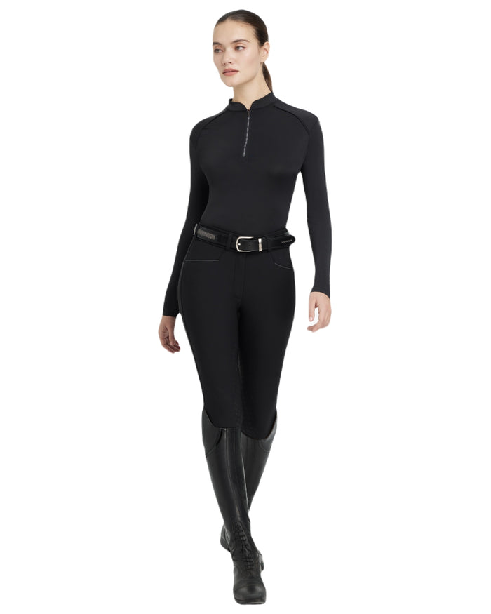 Black coloured LeMieux Womens Heyden Lightweight Base Layer on white background #colour_black