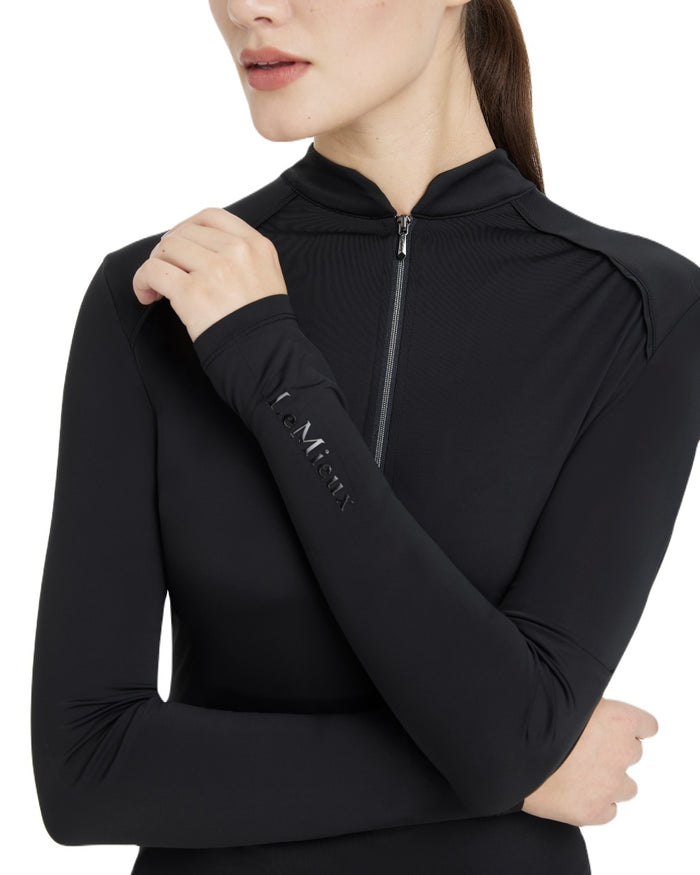 Black coloured LeMieux Womens Heyden Lightweight Base Layer on white background #colour_black