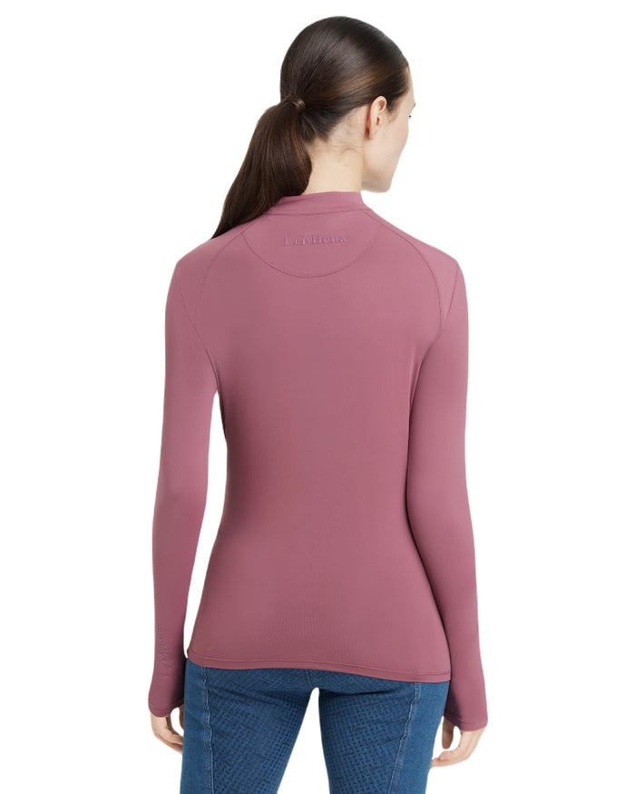 Rosewood coloured LeMieux Womens Heyden Lightweight Base Layer on white background #colour_rosewood
