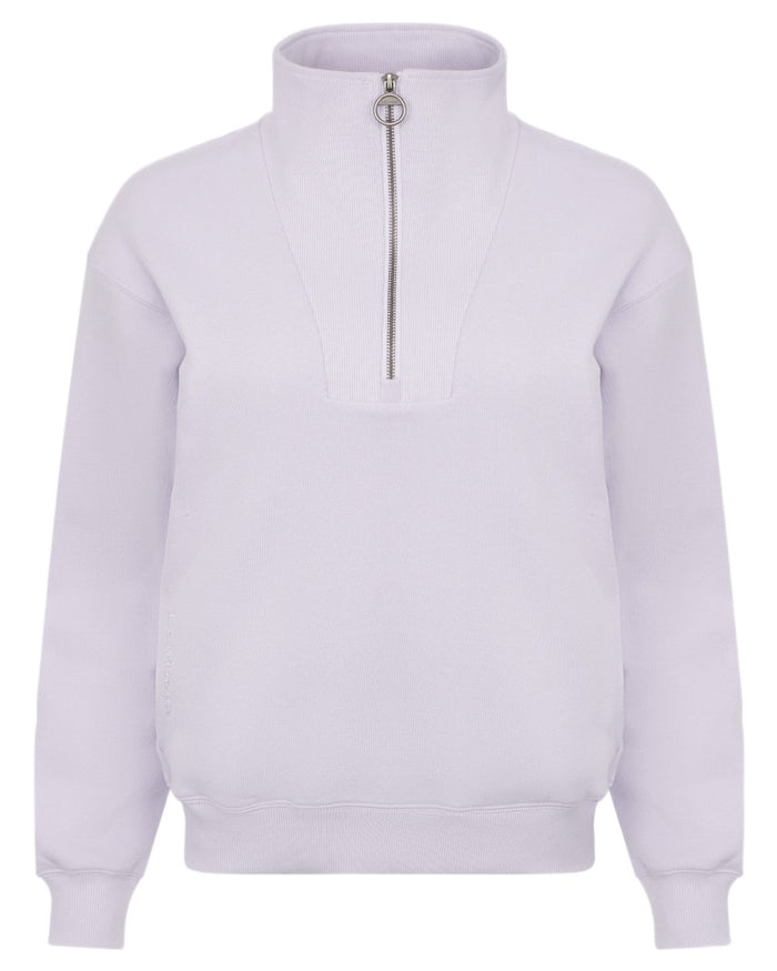 Lilac coloured LeMieux Womens Keira Quarter Neck Sweatshirt on white background #colour_lilac