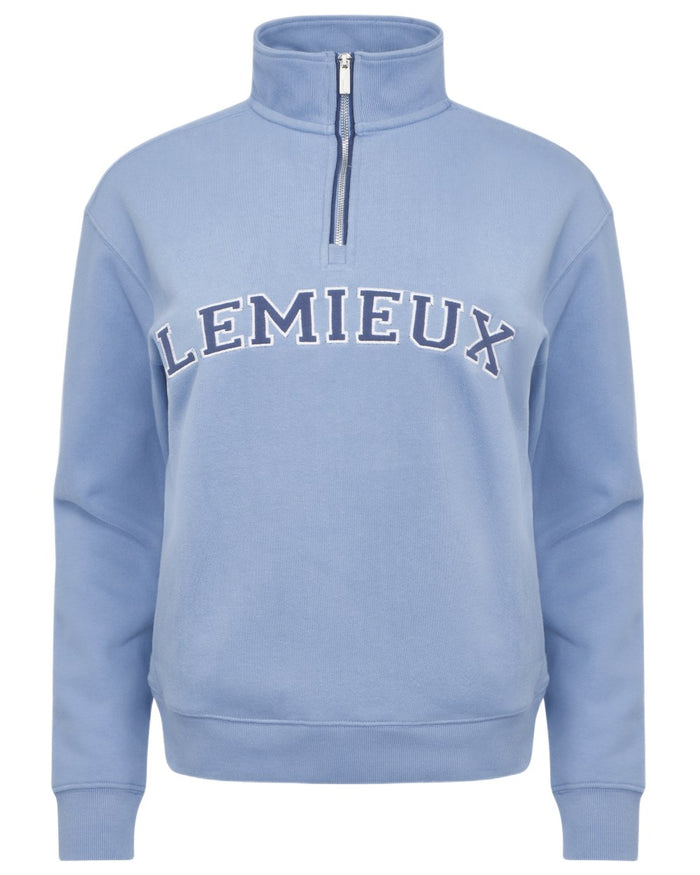 Powder Blue coloured LeMieux Womens Kelsie Quarter Neck Sweatshirt on white background #colour_powder-blue
