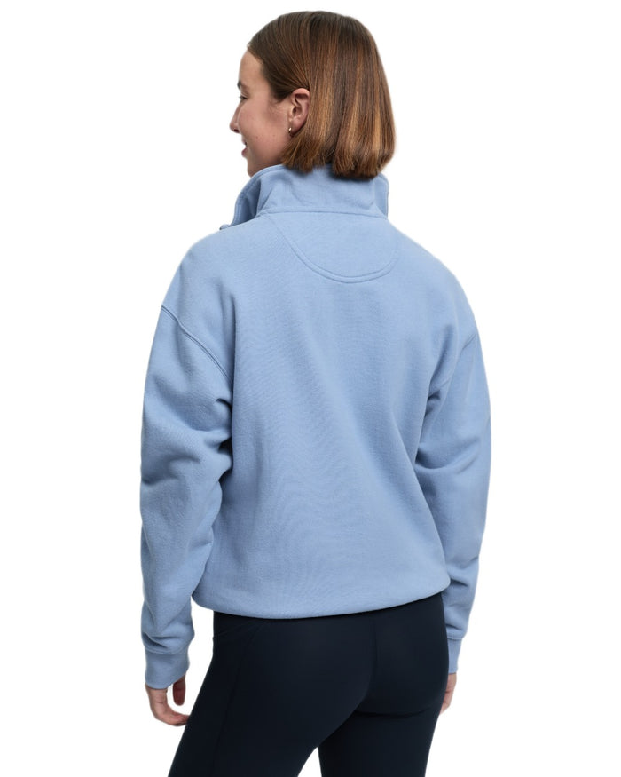 Powder Blue coloured LeMieux Womens Kelsie Quarter Neck Sweatshirt on white background #colour_powder-blue