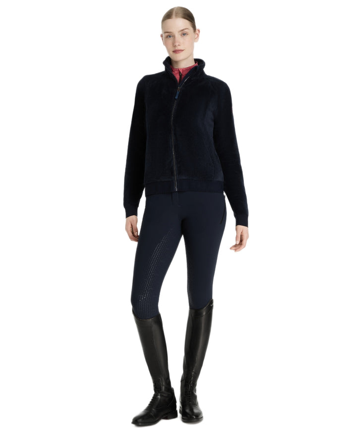 Navy coloured LeMieux Womens Liberty Fleece Zip Through Jacket on white background #colour_navy