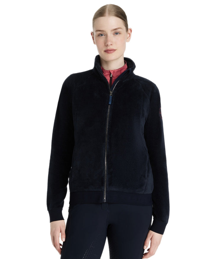 Navy coloured LeMieux Womens Liberty Fleece Zip Through Jacket on white background #colour_navy