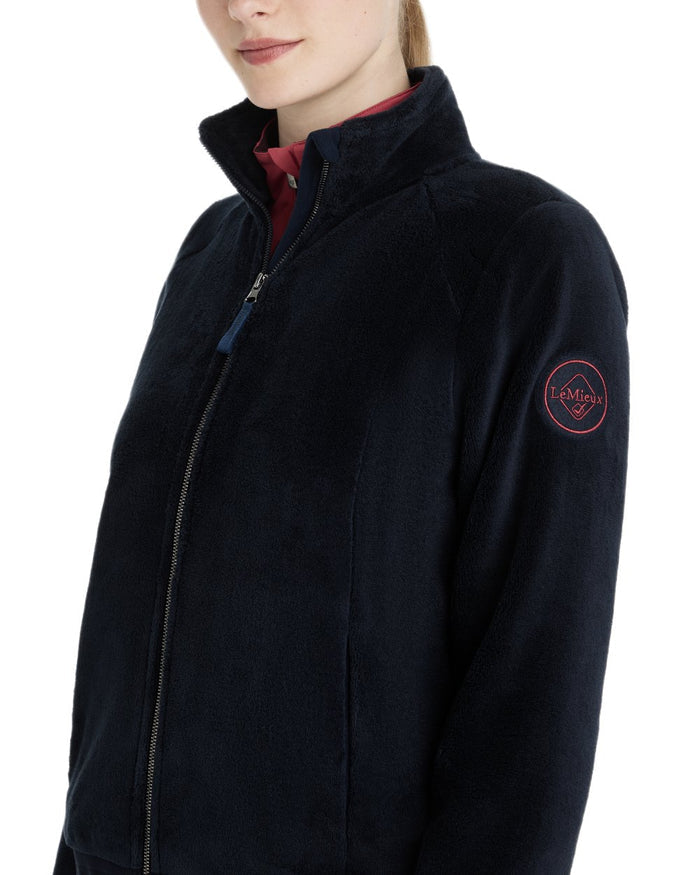 Navy coloured LeMieux Womens Liberty Fleece Zip Through Jacket on white background #colour_navy