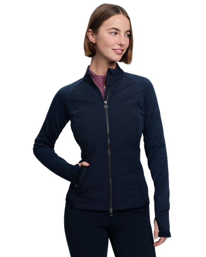 Navy coloured LeMieux Womens Maddie Jacket on white background #colour_navy