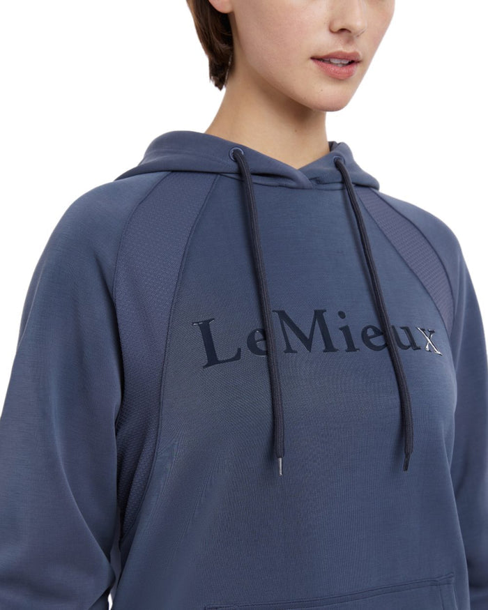 Dusk Blue coloured LeMieux Womens Nadine Hoodie on white background #colour_dusk-blue