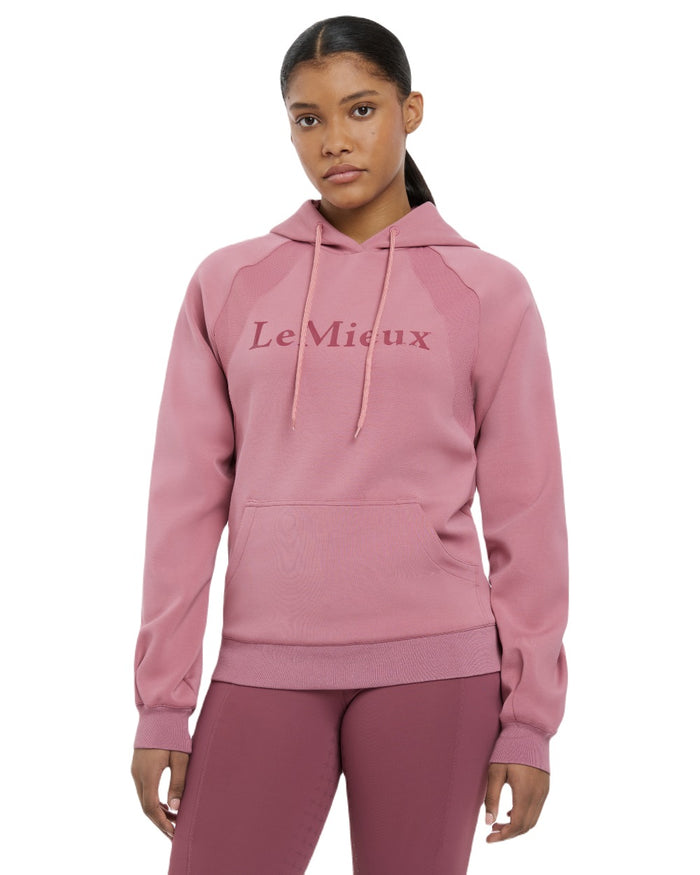 Peony coloured LeMieux Womens Nadine Hoodie on white background #colour_peony