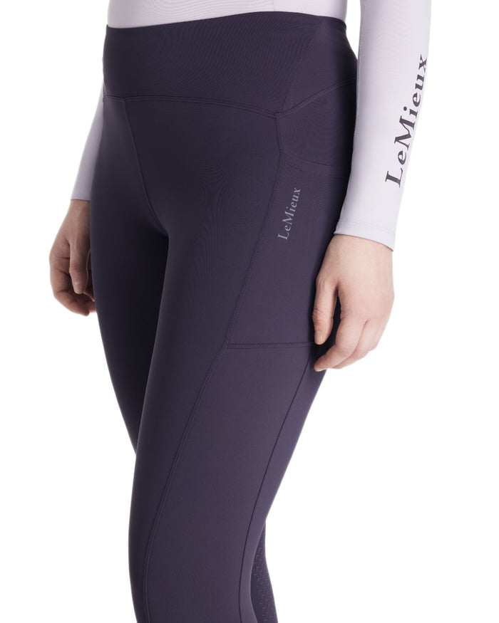 Juniper coloured LeMieux Womens Natalie Brushed Pull On Breeches on white background #colour_juniper