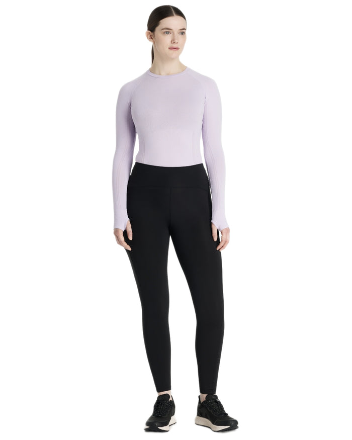 Black coloured LeMieux Womens Natalie Brushed Pull On Breeches on white background #colour_black