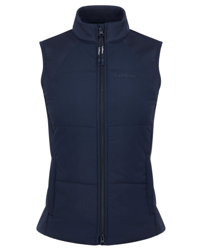 Navy coloured LeMieux Womens Pamela Gilet on white background #colour_navy