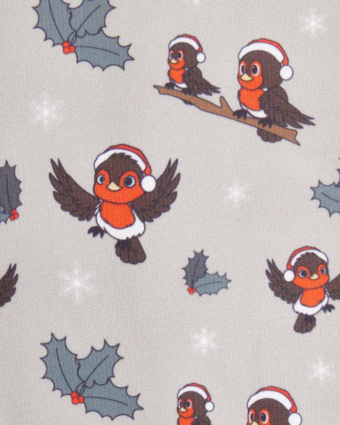 Almond coloured LeMieux Xmas Robins Footsie Socks on white background #colour_almond