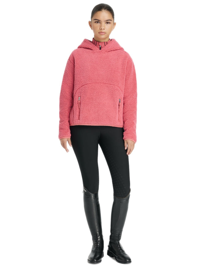 Cranberry coloured LeMieux Young Rider Avalon Hoodie on white background #colour_cranberry