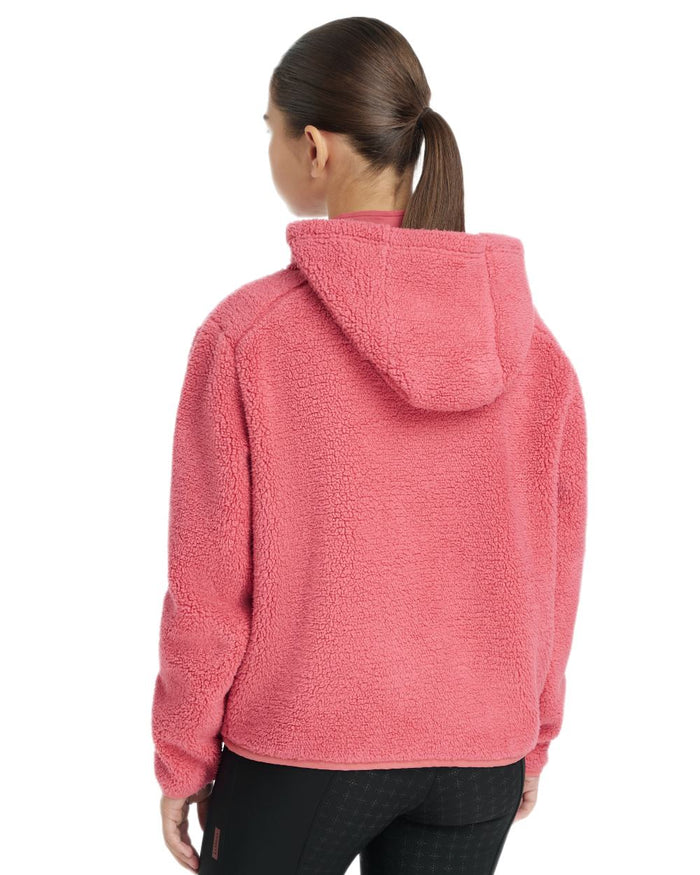 Cranberry coloured LeMieux Young Rider Avalon Hoodie on white background #colour_cranberry