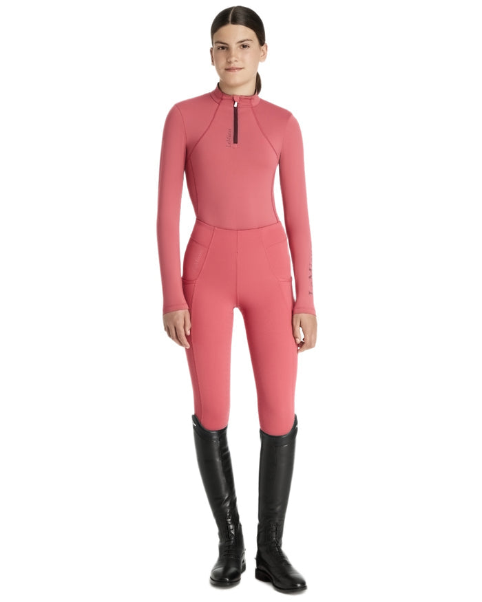 Cranberry coloured LeMieux Young Rider Classique Base Layer on white background #colour_cranberry