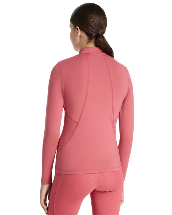 Cranberry coloured LeMieux Young Rider Classique Base Layer on white background #colour_cranberry