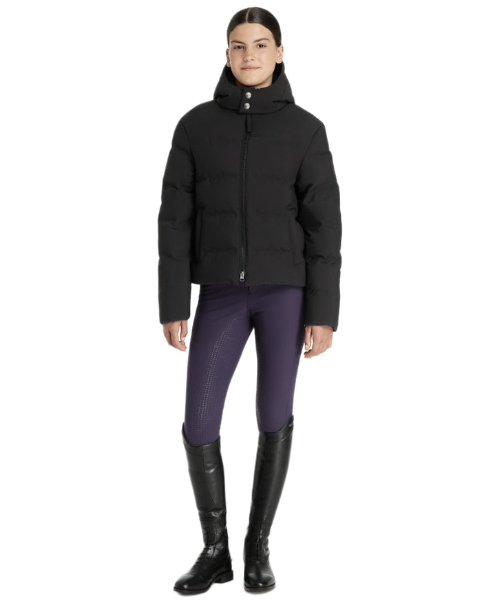 Black coloured LeMieux Young Rider Daisy Waterproof Coat on white background #colour_black