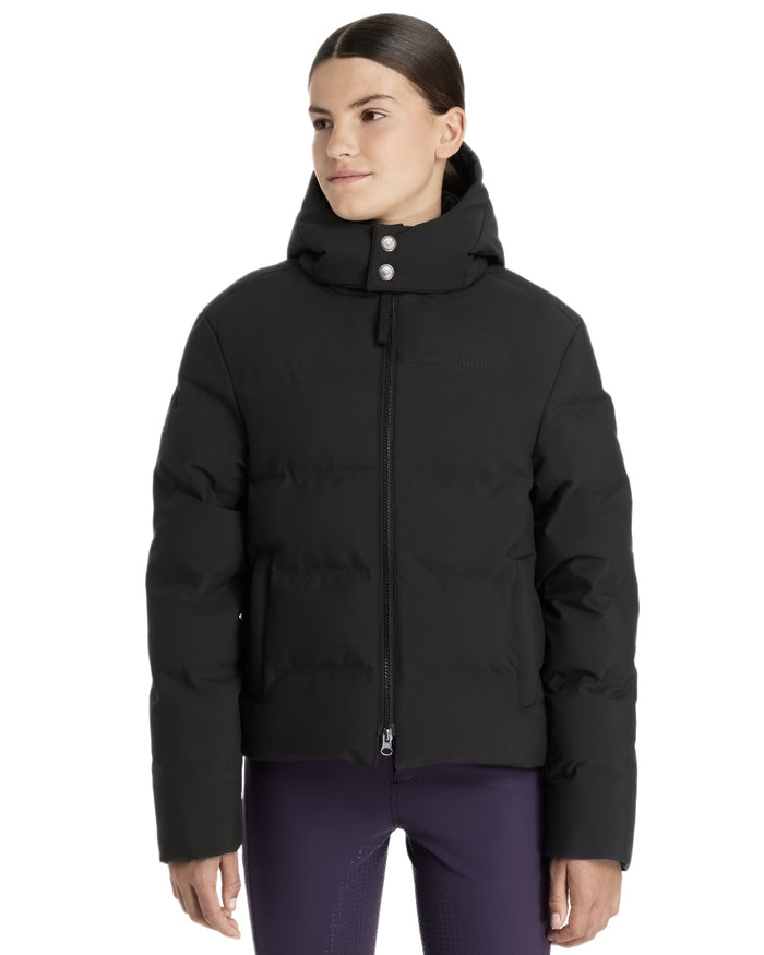 Black coloured LeMieux Young Rider Daisy Waterproof Coat on white background #colour_black