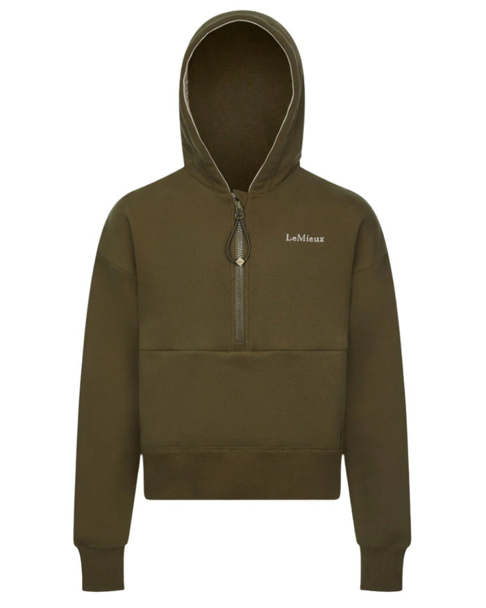 Alpine Coloured LeMieux Young Rider Hettie Half Zip Hoodie On A White Background #colour_alpine