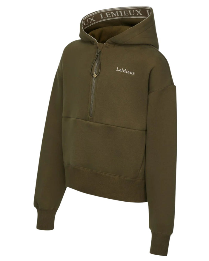 Alpine Coloured LeMieux Young Rider Hettie Half Zip Hoodie On A White Background #colour_alpine