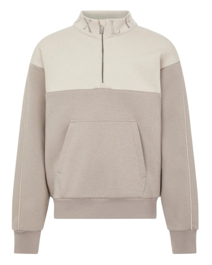 Ash Stone Coloured LeMieux Young Rider Kate Quarter Zip Sweater On A White Background #colour_ash-stone