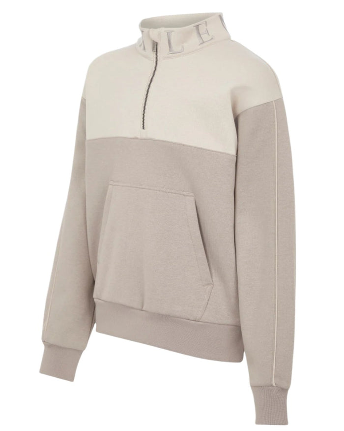 Ash Stone Coloured LeMieux Young Rider Kate Quarter Zip Sweater On A White Background #colour_ash-stone