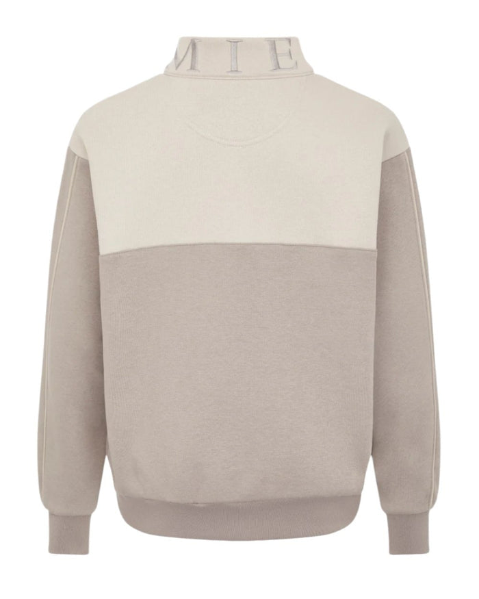 Ash Stone Coloured LeMieux Young Rider Kate Quarter Zip Sweater On A White Background #colour_ash-stone
