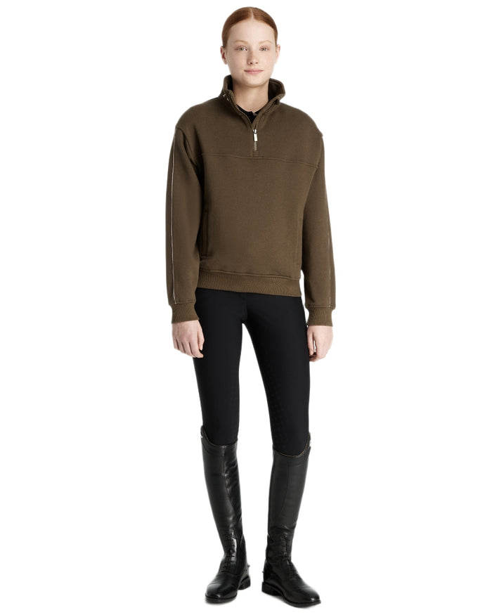 Alpine coloured LeMieux Young Rider Kate Quarter Zip Sweater on white background #colour_alpine