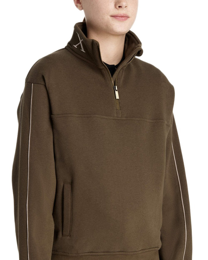 Alpine coloured LeMieux Young Rider Kate Quarter Zip Sweater on white background #colour_alpine