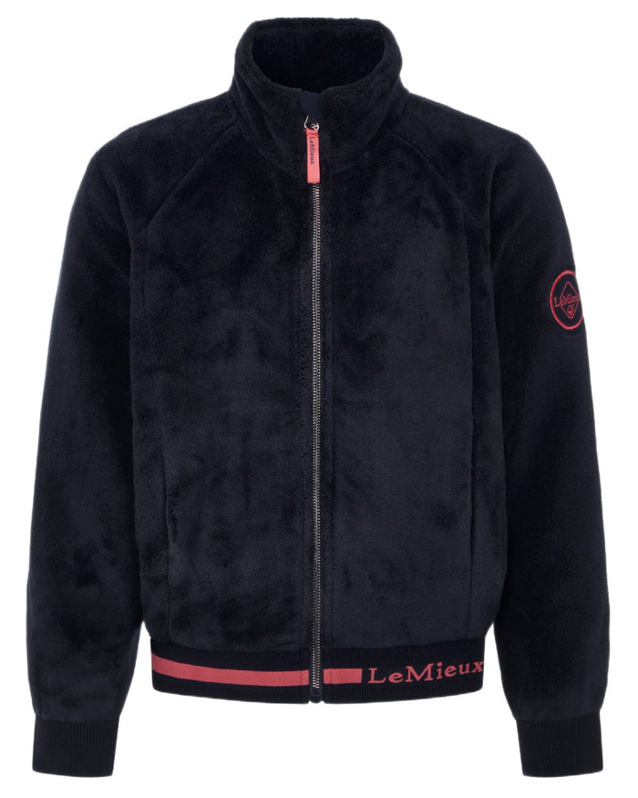 Navy Coloured LeMieux Young Rider Libby Fleece Jacket On A White Background #colour_navy