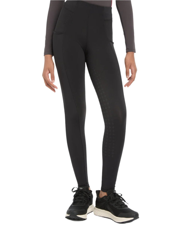 Black Coloured LeMieux Young Rider Orla Pull Ons On A White Background #colour_black