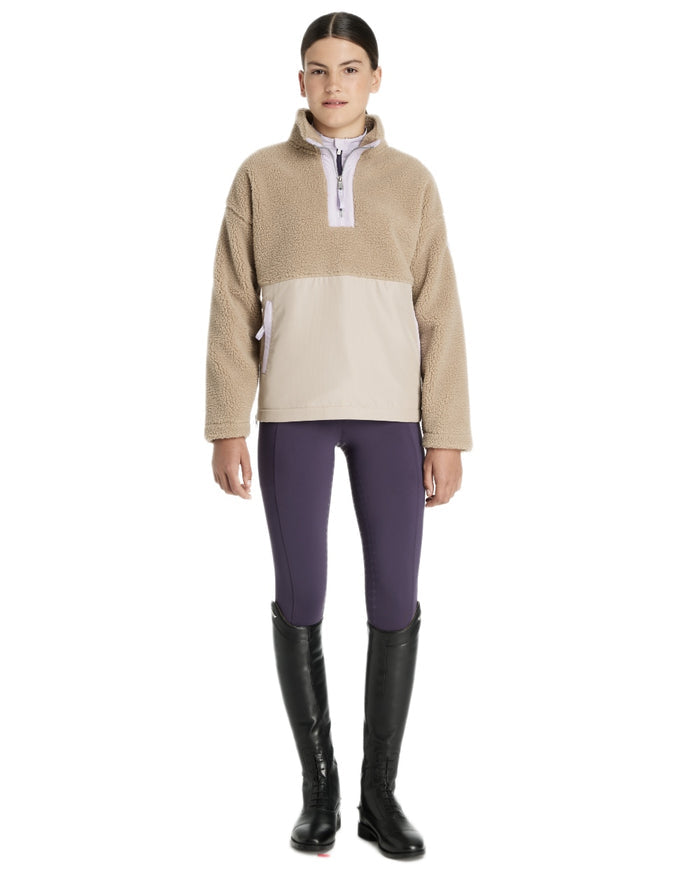 Almond coloured LeMieux Young Rider Tammy Teddy Fleece on white background #colour_almond