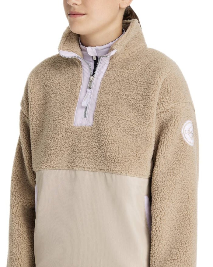 Almond coloured LeMieux Young Rider Tammy Teddy Fleece on white background #colour_almond