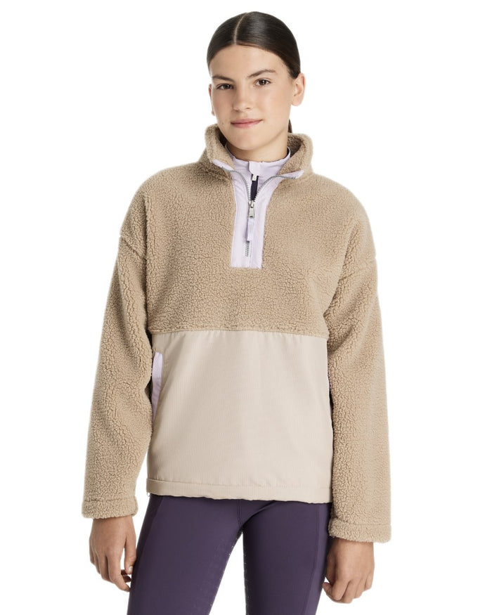 Almond coloured LeMieux Young Rider Tammy Teddy Fleece on white background #colour_almond
