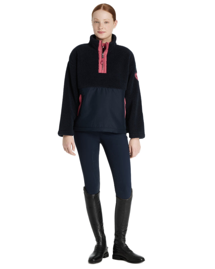 Navy coloured LeMieux Young Rider Tammy Teddy Fleece on white background #colour_navy