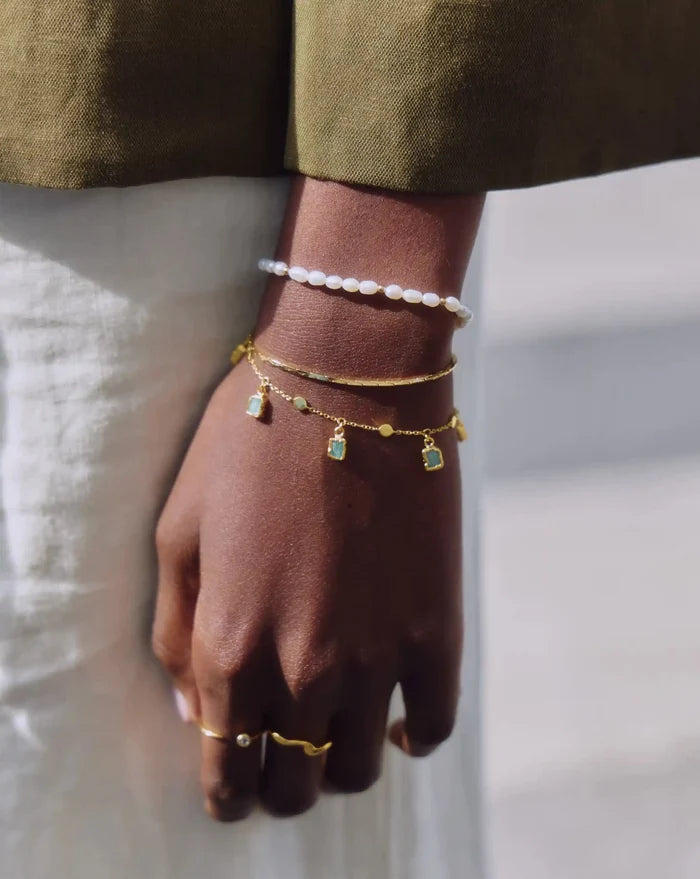 Lena Charm Bracelet | 18ct Gold Plated/Amazonite Bracelets Missoma