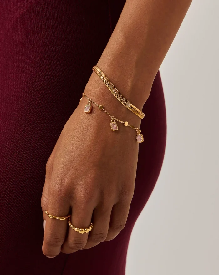 Lena Charm Bracelet | 18ct Gold Plated/Rhodochrosite Bracelets Missoma
